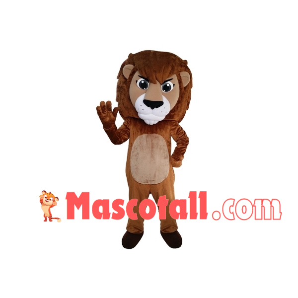 Brown Lion With Serious Expression Mascot Costume