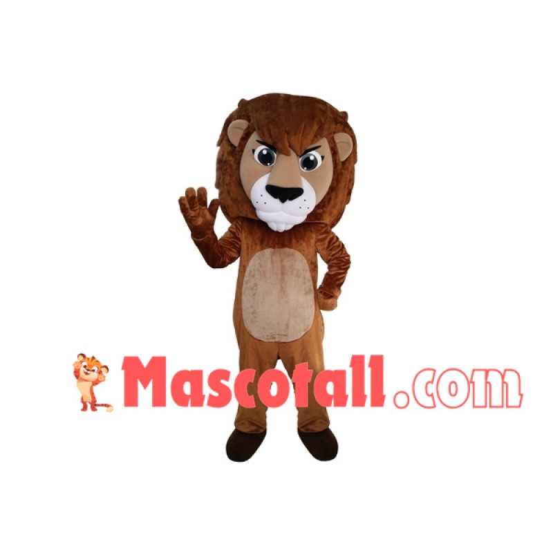Brown Lion With Serious Expression Mascot Costume