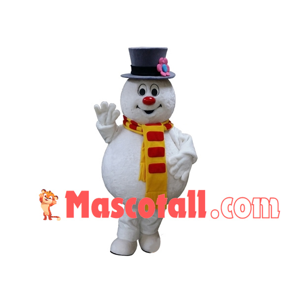 Interesting Snowman In The Flower Hat Mascot Costume