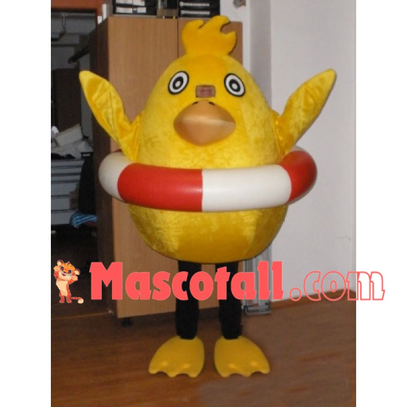 Breathable Chick With Swimming Ring Mascot Costume