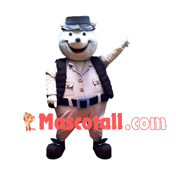Zoo Director White Kangaroo Mascot Costume