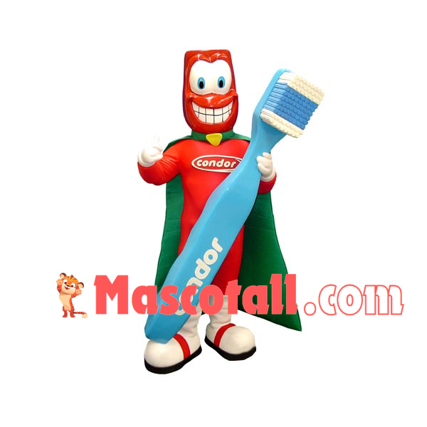 The Red Doll Holding Childrens Toothbrush Mascot Costume