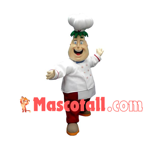 Fat Chef With Big Smile Mascot Costume