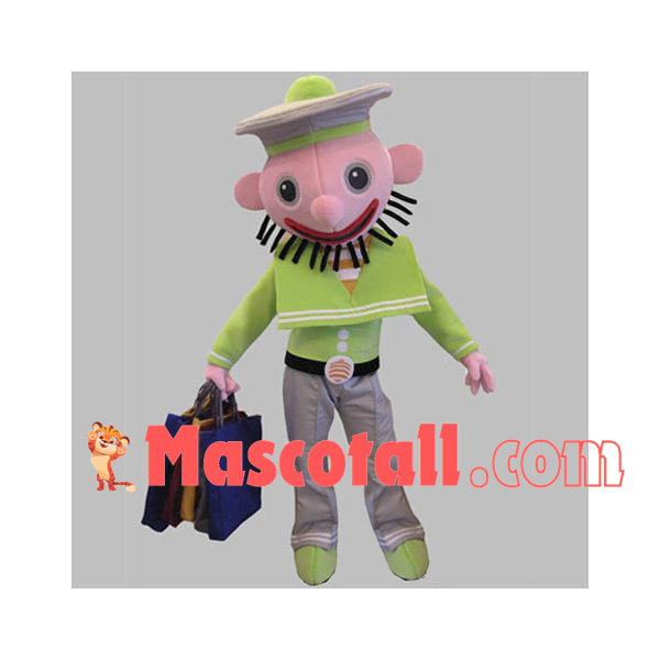 Bearded Man Carrying Shopping Bags Mascot Costume