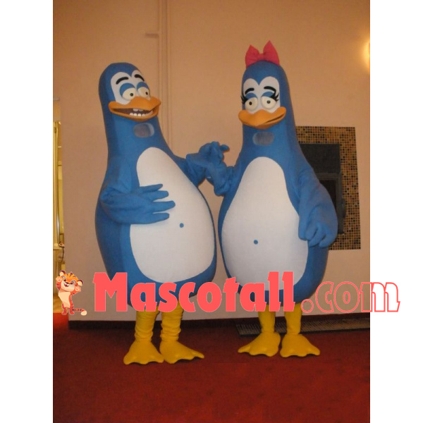 Flirting Madagascar Blue Penguin Couple Mascot Costume