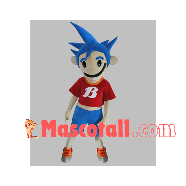 Provocative Blue-haired Boy Mascot Costume