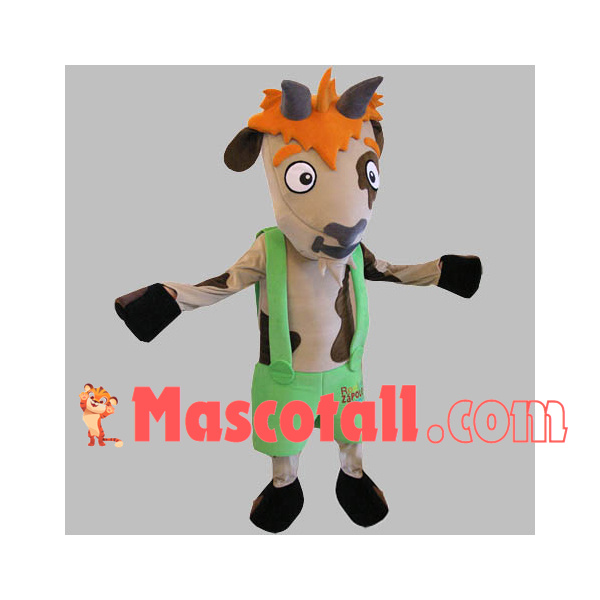 Frightened Brown Birthmark Goat Mascot Costume