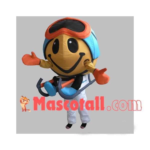The Smiley Emoji With Sleds Mascot Costume