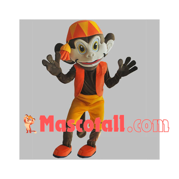 Circus Monkey Wearing Boat Cap Mascot Costume