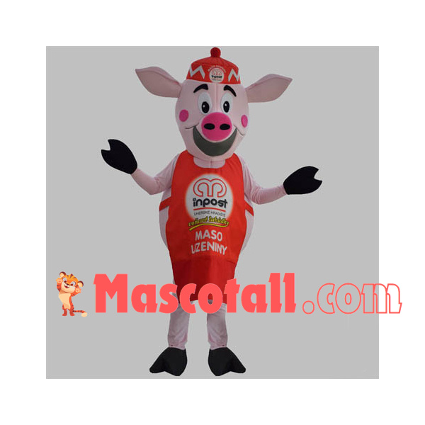 Waiter Pig of Czech Restaurant Mascot Costume