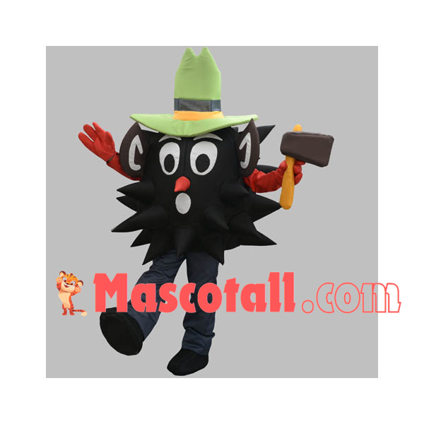 Black Hedgehog Holding the Hammer Mascot Costume