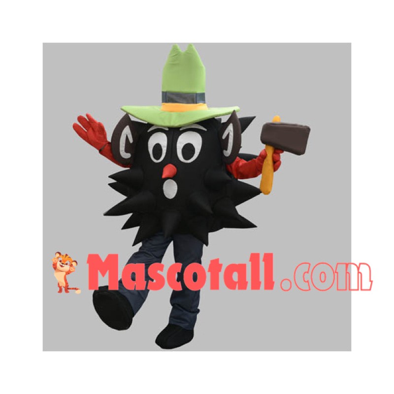 Black Hedgehog Holding the Hammer Mascot Costume