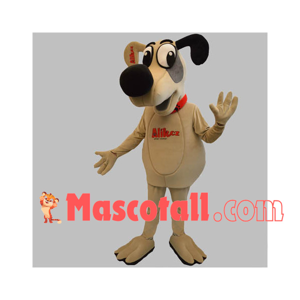 Domesticated Big Nose Beige Dog Mascot Costume