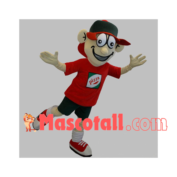 Delivery Boy In Pizzeria Mascot Costume