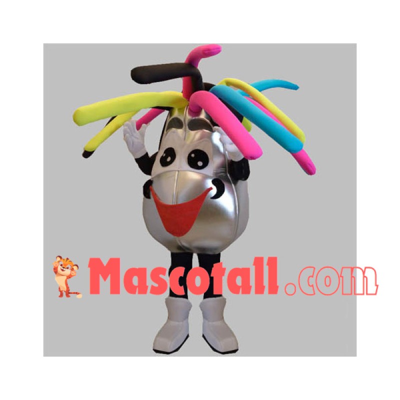 Adult Cartoon Silver Backpack Mascot Costume
