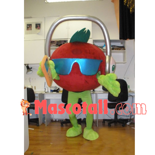 Cool DJ Tomato With Headphones Mascot Costume