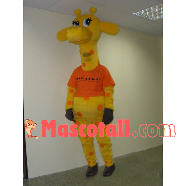 Yellow Spotted Giraffe In Wild Park Mascot Costume