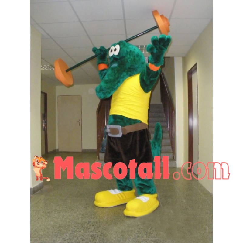 The Powerful Weightlifter Crocodile Mascot Costume
