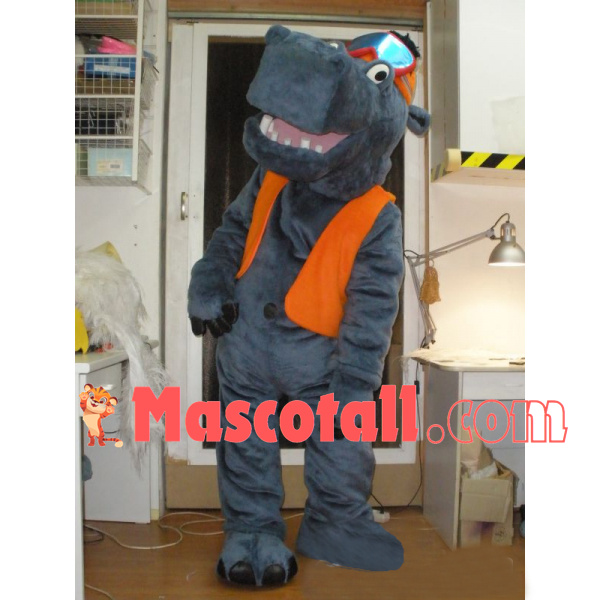 The Confident Skier Hippo Mascot Costume