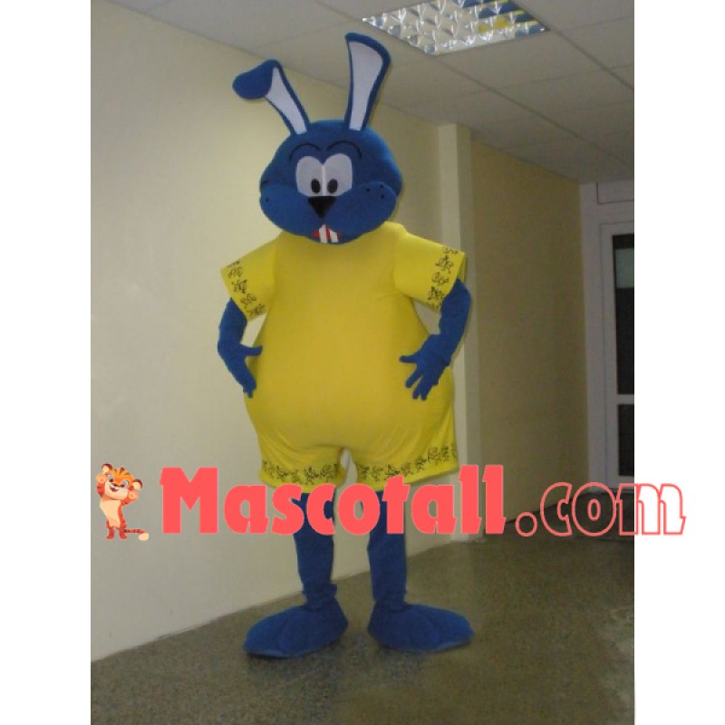 Blue Lazy Bunny In One Piece Mascot Costume