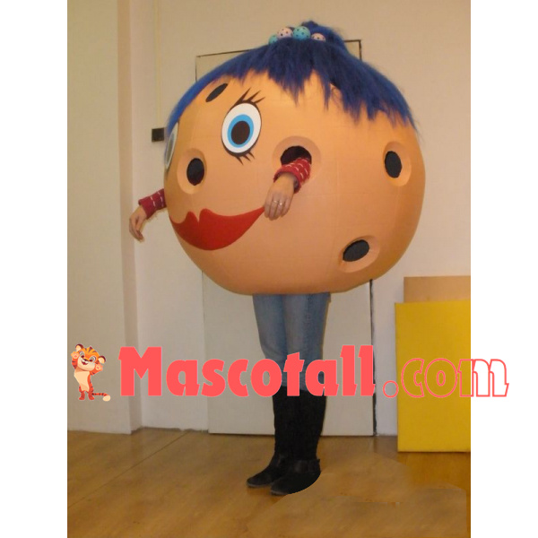 Clownish Cartoon Sexy Bowling Ball Mascot Costume