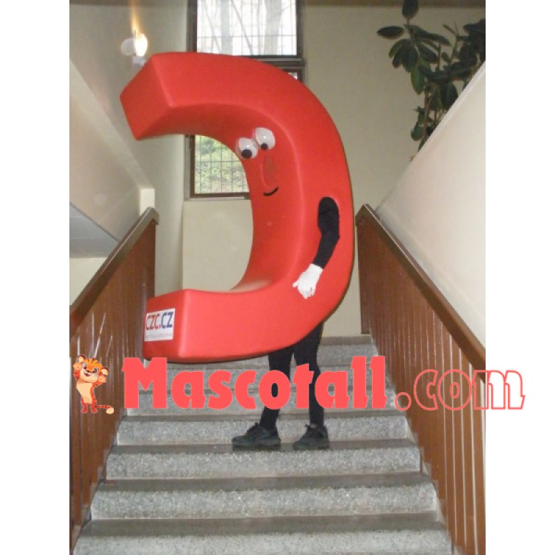 Half Curved Red Magnet Mascot Costume