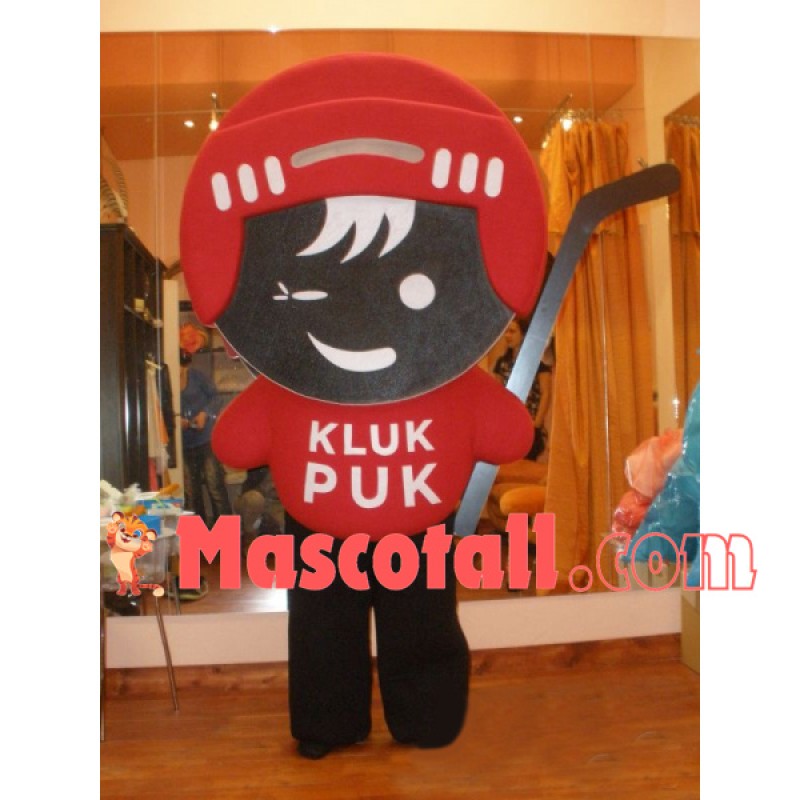 Golf Black Doll Holding Pole Mascot Costume