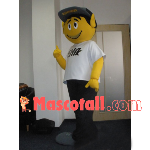 Friendly The Yellow Boy Doll Mascot Costume