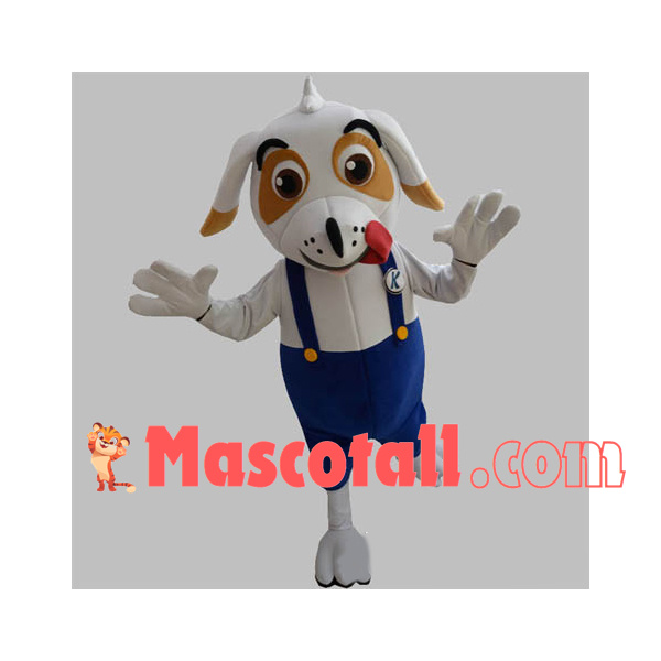 Gluttonous White Dog Jumping Up and Down Mascot Costume