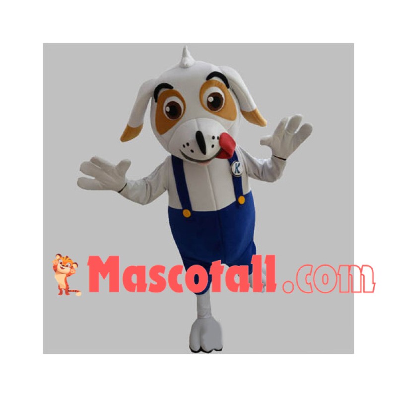 Gluttonous White Dog Jumping Up and Down Mascot Costume
