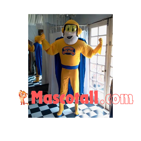 Yellow Superman of Design Studio Mascot Costume
