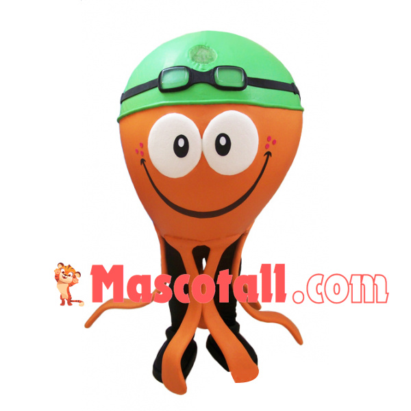 Swimming Octopus Wearing Cap Mascot Costume