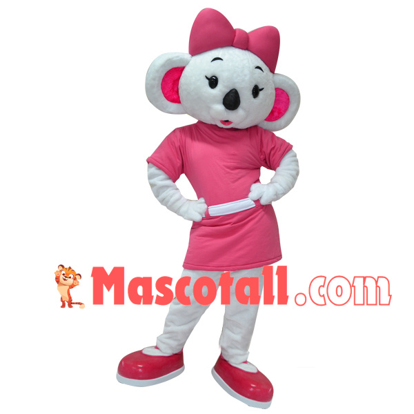 Posing The Pretty White Koala Mascot Costume