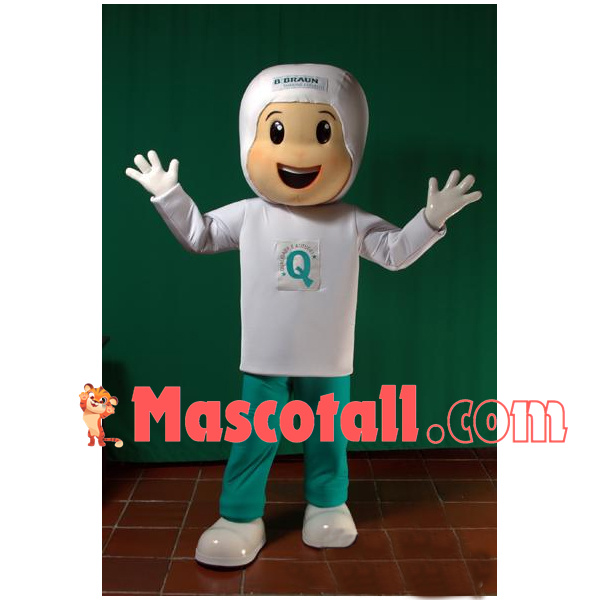 Wrapped Headgear Boy Cartoon Mascot Costume