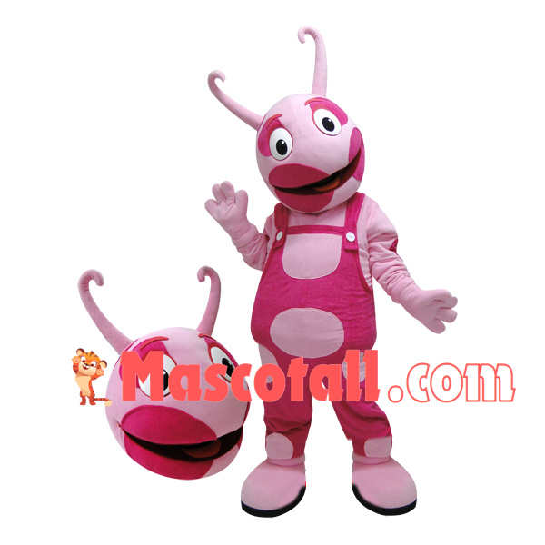 Giant Pink Snail With Suspenders Mascot Costume
