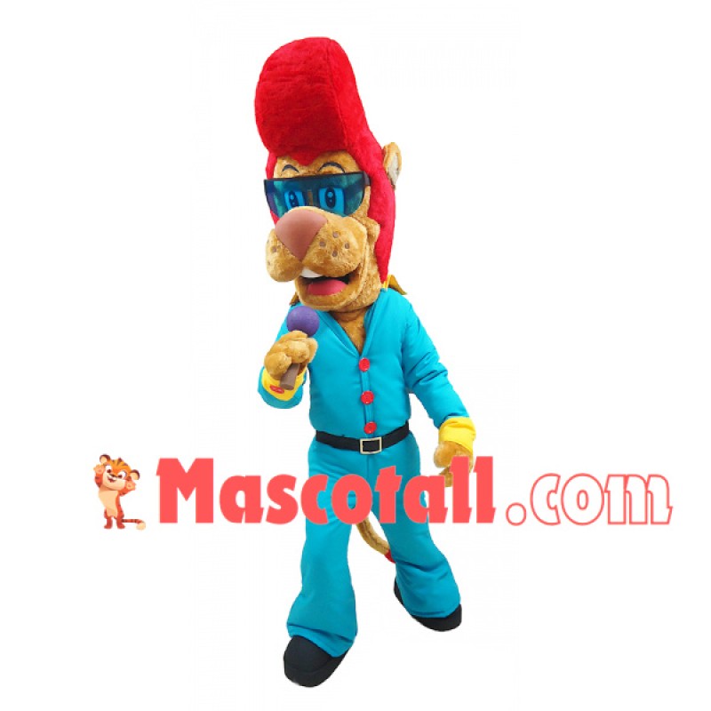 Singing Red-haired Rock Lion Mascot Costume