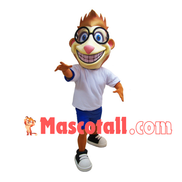 Spectacled Barring Teeth Monkey Mascot Costume