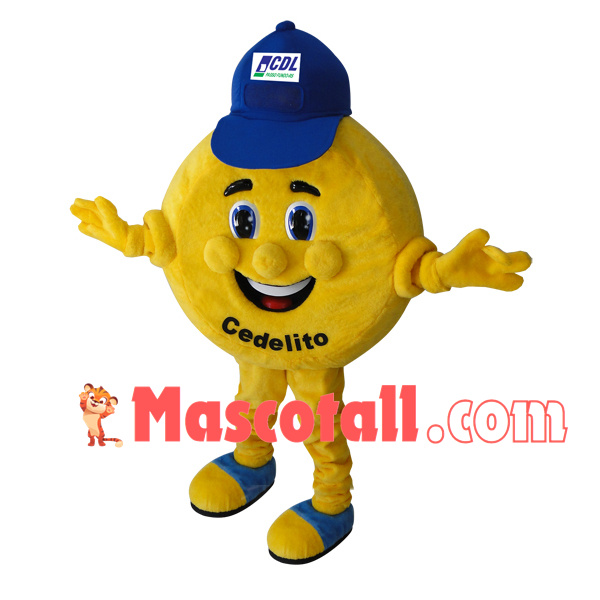 Yellow Plush Round Pie Shaped Doll Mascot Costume
