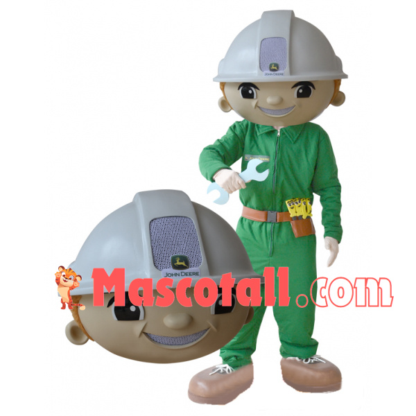 Agricultural Machinery Operator Holding Wrench Mascot Costume