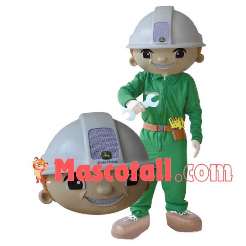 Agricultural Machinery Operator Holding Wrench Mascot Costume