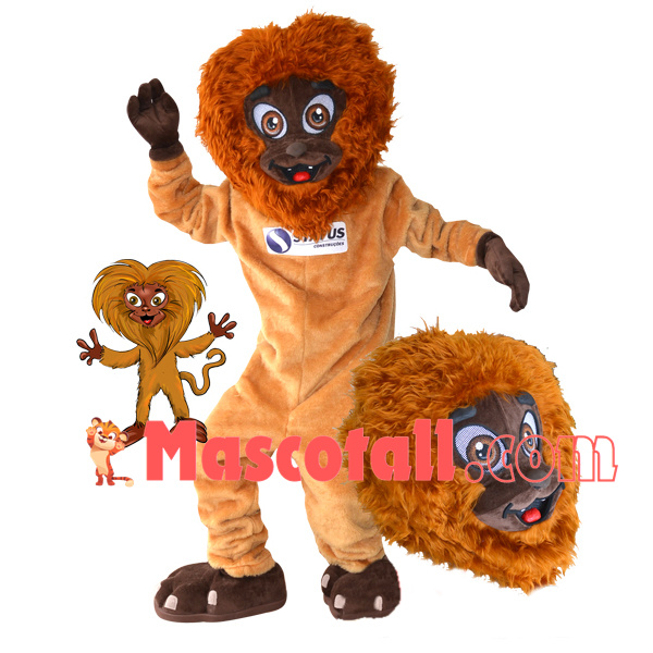 Mischievous Brown Furry Lion Mascot Costume