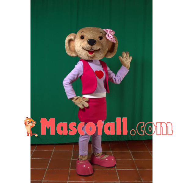 Miss Bear In Pink Professional Suit Mascot Costume