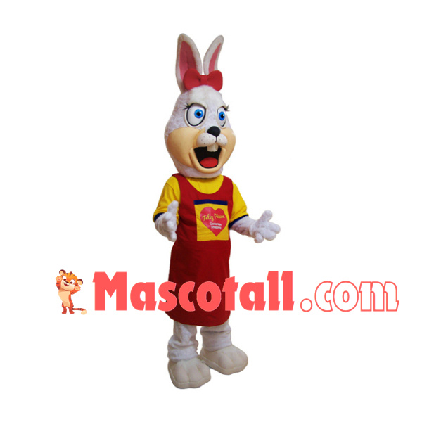 Motivational Bunny In Overalls Mascot Costume