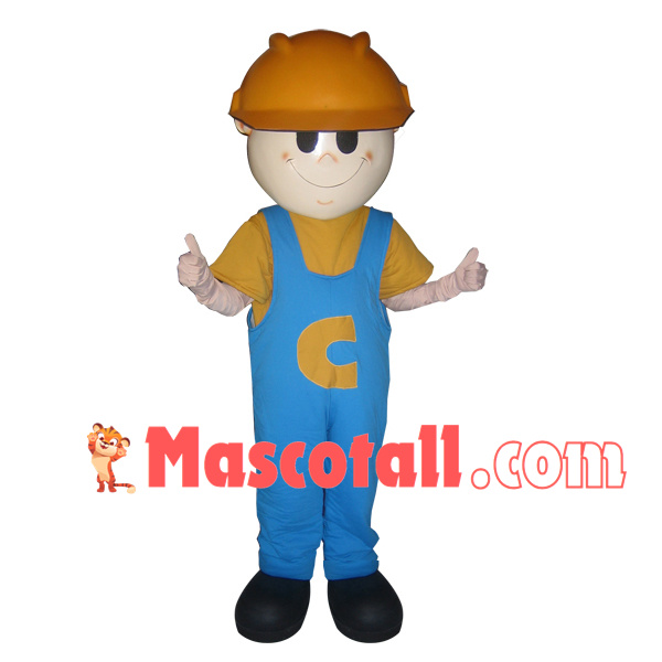 Site Worker Wearing Safety Helmet Mascot Costume