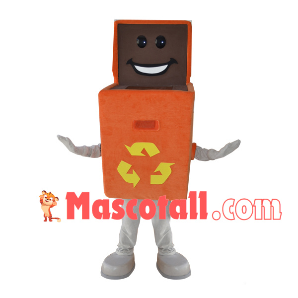 Recyclable Orange Trash Can Mascot Costume