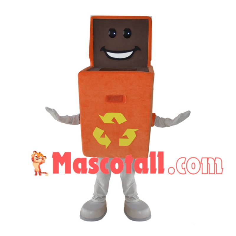 Recyclable Orange Trash Can Mascot Costume