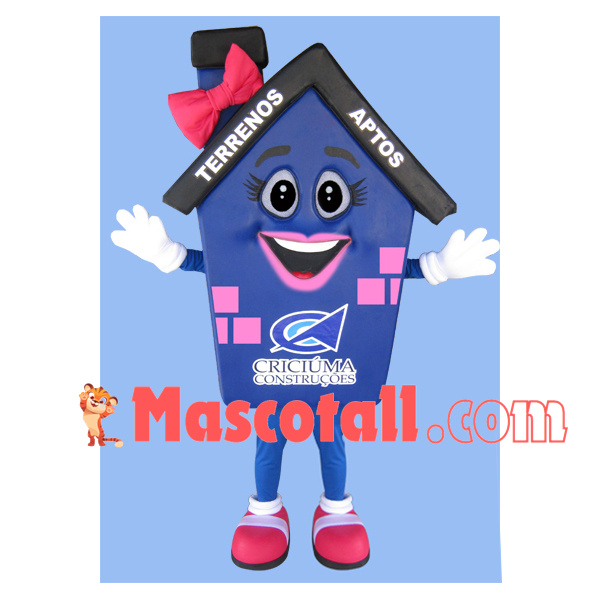 Blue House Mascot Costume for Architectural Project