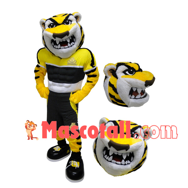 Fighting Muscular Tiger With Fierce Look Mascot Costume