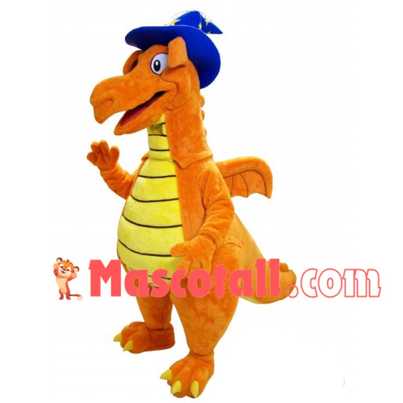 Giant Flying Dragon With Blue Magic Hat Mascot Costume