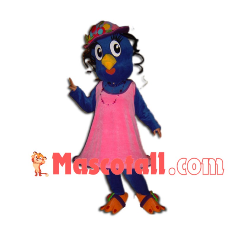 Lady Bird In Pink Flared Dress Mascot Costume